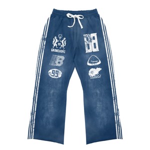 Chándales de entrenamiento lavados con ácido de color azul de talla grande para hombre de forro polar a buen precio - Product Image 3