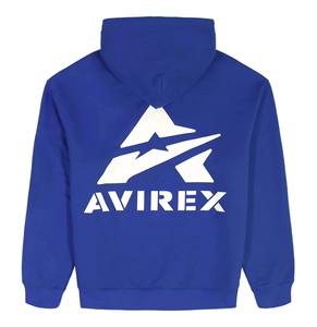 Sweat à capuche unisexe de haute qualité avec fermeture éclair, bleu, style Avirex, imprimé personnalisé DTG/DTF, en molleton de coton, logo sur le devant, pour homme, taille plus - Product Image 2