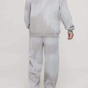 Conjunto deportivo informal de algodón para hombre, sudadera con capucha y pantalones deportivos, diseño personalizado, lavado ácido, unisex - Product Image 2