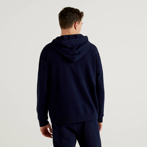 Sweat à capuche zippé pour homme de haute qualité, brodé, en polaire thermique d'hiver, style streetwear, épaules tombantes, motif uni - Product Image 3