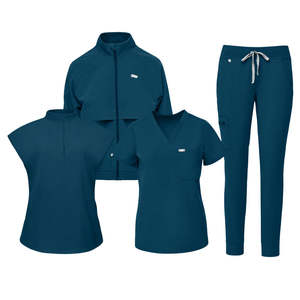 Custom Long Sleeve <b>Stretchy</b> Plus Size Jogger Fashion Doctor Nurse Accessories Uniforms Nursing Scrubs Cotton Dobby Women Needle - Product Image 2