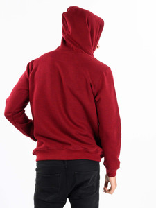 Pull à capuche décontracté pour hommes pour l'automne et l'hiver Sweat à capuche thermique en coton marron chauffant à cordon de serrage en vente Motif solide - Product Image 2