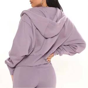 Custom Autumn Winter Women's Hooded <b>Long</b> Sleeve Hoodie with Front Badge Customized Logo Printing <b>Canvas</b> Fabric - Product Image 3