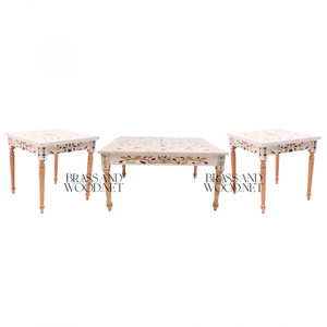 Juego de Mesa de Centro de Madera Pintada a Mano Clásica de Lujo - Product Image 1