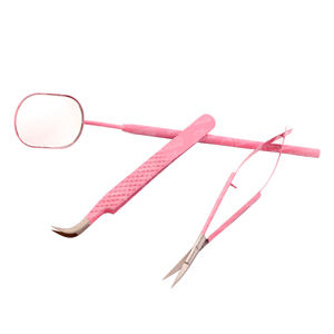 Espejo de Color Rosa Pretty Baby con mango largo para extensión de pestañas, espejo de pestañas con logotipo personalizado con pinzas y tijera - Product Image 1