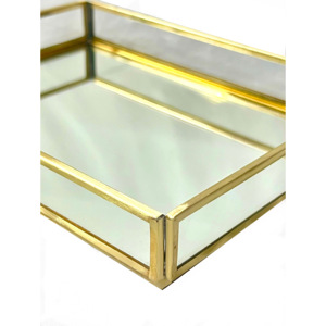 ถาดใส่ของทำจากแก้วทองเหลืองหรูหราทันสมัยปรับแต่งขนาด/สี/ดีไซน์สำหรับบ้านโรงแรมร้านอาหาร - Product Image 4