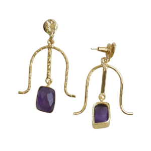 Boucles d'oreilles pendantes en laiton naturel, pierre semi-précieuse naturelle de qualité supérieure, laiton plaqué rhodium, pièce tendance, vente en gros - Product Image 4