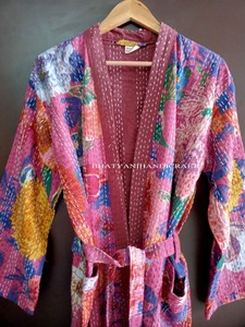 Handmade Cotton Kantha <b>Kimono</b> Robe Indian Letter Pattern Design Madid Gift for Her - Product Image 3