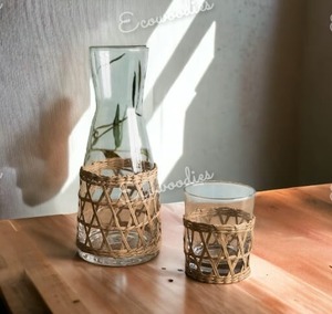 Soporte de vidrio de mimbre marrón Natural ecológico, soporte de tazas de ratán Natural, soporte de taza de algas marinas hecho a mano para suministros de artesanía casera - Product Image 1