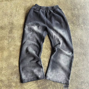 กางเกงลำลองขากว้างพิมพ์ลายสตรีทแวร์แนววินเทจผ้าหนาซักซีดออกแบบได้ตามต้องการ - Product Image 1