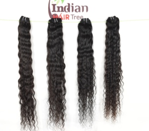 100% cutícula sin procesar alineada Color negro Paquete de extensiones de ondas rizadas Virgen estilo indio cabello humano materia prima para la venta - Product Image 4