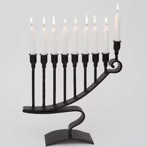 Vente chaude bougeoir juif métal aluminium 7 branches bougeoir au prix le plus bas seulement vente entière par décor impex - Product Image 2