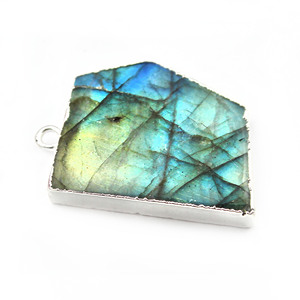 Collier à caution unique faisant connecteur argent plaqué véritable Labradorite dalle pierres précieuses bijoux à bricoler soi-même trouver des composants en vrac - Product Image 1