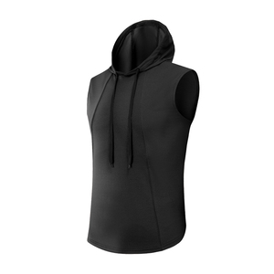 Camisetas sin mangas con capucha de entrenamiento para hombre, camiseta cortada con músculos para culturismo, camisetas sin mangas para correr con capucha, sudaderas con capucha para entrenamiento de gimnasio - Product Image 5