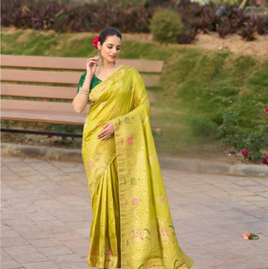 Saree en soie ethnique indienne traditionnelle travail Zari complexe pour les mariages Festivals Fêtes Occasions formelles en gros - Product Image 1