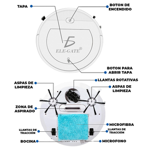 White Rechargeable Smart Robot Vacuum Cleaner USB Power Source Automatic Cleaning Navigation Wet <b>Dry</b> <b>Mopping</b> for Hotels - Product Image 3