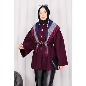 Abrigo de Cachemira Borgoña para Mujer, Estilo Oficina, Otoño, Invierno, Primavera, Botones Dorados, Cintura Ajustada, Largo, Tallas XS-XL - Product Image 2