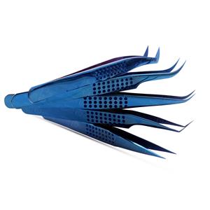 Pince à cils bleu titane outils d'extension de cils professionnels pour Volume Lash Artist Essentials fournisseur en gros - Product Image 3