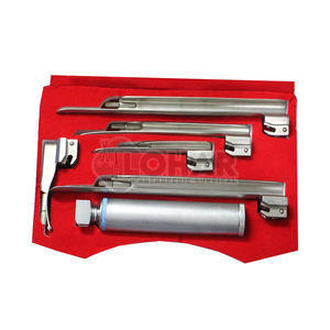 Juego de laringoscopio Mac con juego de diagnóstico 5 cuchillas con 1 mango de batería Instrumentos quirúrgicos alemanes de acero inoxidable - Product Image 1