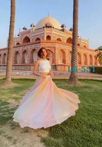 Lehenga choli ปักตาข่ายหนากับด้ายหลายเส้นพร้อมที่จะสวมใส่ lehenga choli สำหรับผู้หญิงอินเดียอย่างเต็มที่ - Product Image 2