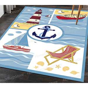 Alfombra Estampada Sea World: Diseño Náutico, Fácil de Limpiar, Antideslizante, Alfombra de Terciopelo de Lujo - Product Image 4