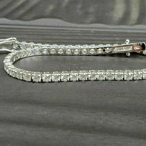 925 Silver Tennis <b>Bracelet</b> 6.00 Ct Round Cut Moissanite <b>Diamond</b> Trendy Style - Product Image 1