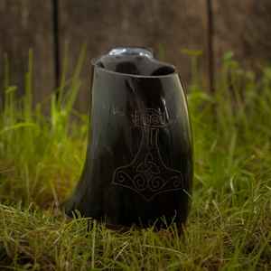 Jarra Vikinga de Cuerno para Beber, Hecha a Mano, de Primera Calidad, con Diseño de Martillo de Thor, para Hidromiel - Product Image 4