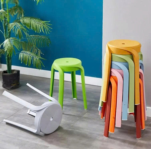High Quality Colorful Round Stackable Plastic Stool <b>Chair</b> for Kitchen and Home Non-Slip Foot for Entry and Villa - Product Image 3