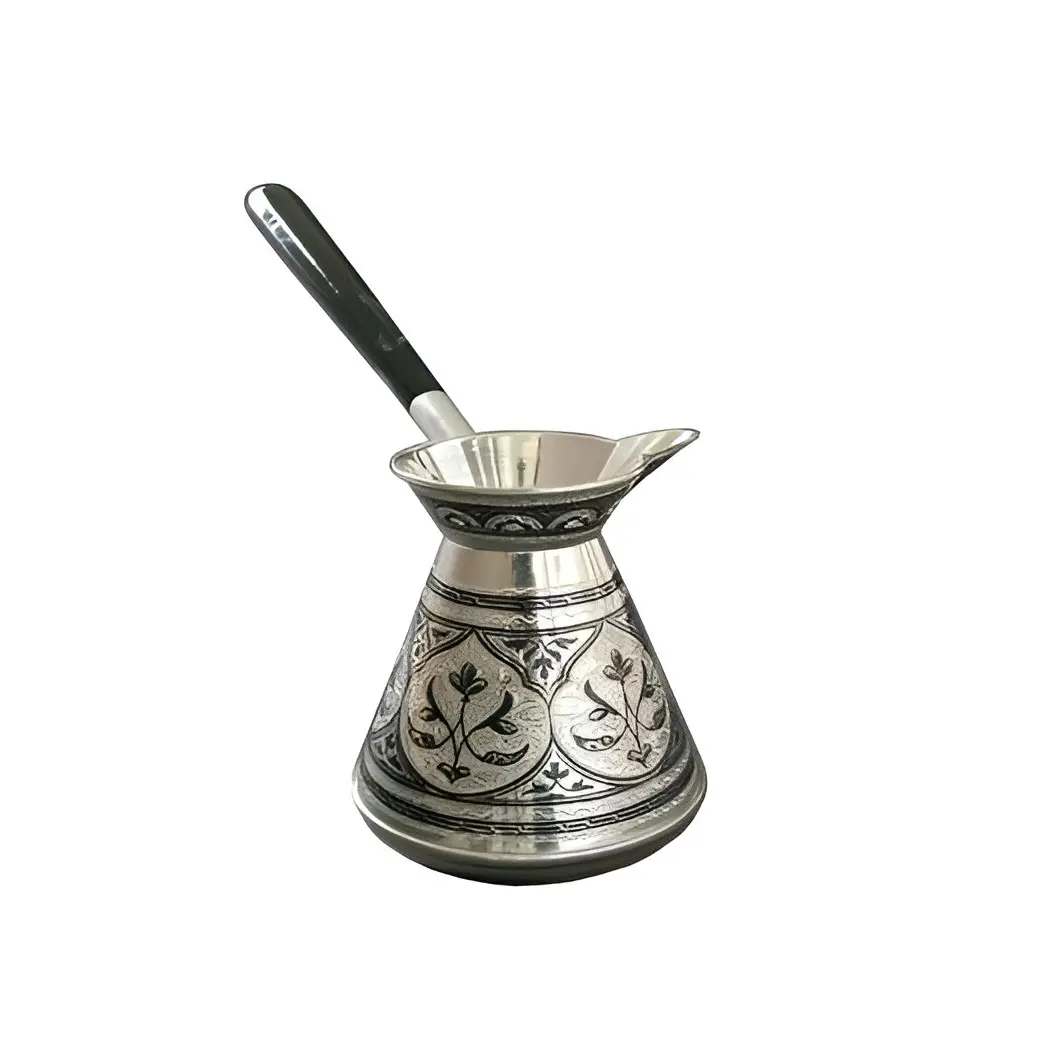 Bule de café e leite martelado turco árabe com alças de madeira, pote de chá martelado de metal, preço mínimo de venda quente