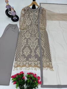 Indian Designer Women's Bollywood Special Collection Heavy Diamond Work Embroidery Sequence Heavy Soft <b>Net</b> <b>Fabric</b> for Party - Product Image 3