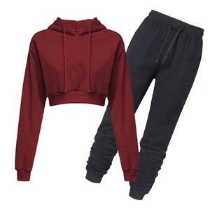 Ensemble de survêtement sportif décontracté 2 pièces sans manches à capuche pour femme, personnalisé OEM, automne-hiver, couleur unie - Product Image 6