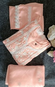 Premium Organza Broderie Kurti Pantalon Dupatta Ensemble Complet Intérieur, Dentelle Travail Bas, Pas Cher En Vrac En Gros Tailles S à 3XL - Product Image 5