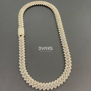 Chaîne cubaine en diamant moissanite glacé VVS de 12 mm, argent 925, coupe brillante, luxe, plaqué or 18 carats, collier hip hop Miami, cadeau - Product Image 4