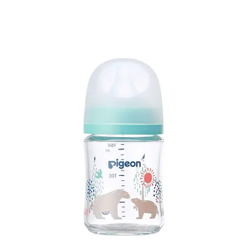 Botol bayi kaca tahan panas Pigeon Pilihan ibu 2021 ml dengan gambar beruang kutub