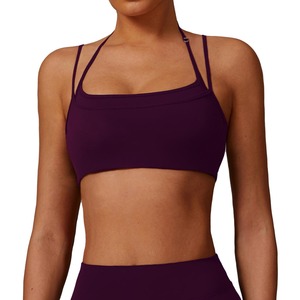 European American Fashion Quick-Drying Solid Color Backless Gym Sportswear Shockproof Plus Size Yoga Bra with Front Logo - Product Image 5