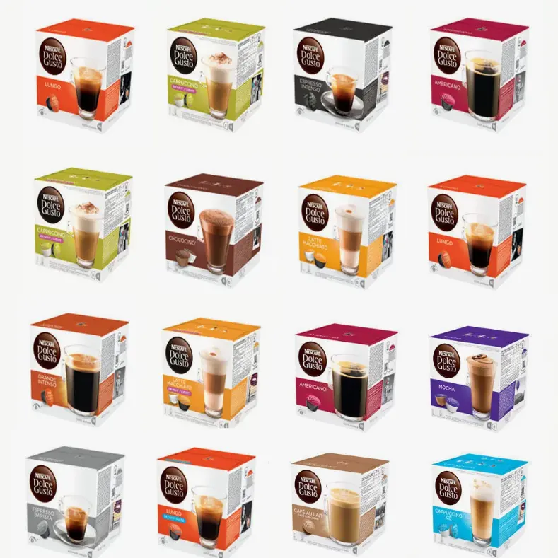 Nescafe Dolce Gusto kahve 4 lezzet çeşitli paketi (64 kapsül) kutulu/Nescafe Dolce Gusto kahve 16 sayısı