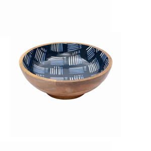 Dessus de table de style unique, finition imprimée en émail, bols de riz arrondis pour servir des aliments, salade de fruits et légumes, soupe, bol en bois - Product Image 1