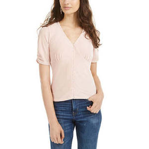 Top casual in velluto a costine per ragazzi American Rag con maniche arricciate e chiusura con cerniera, stampa Rose Smoke, taglia Media - Product Image 1