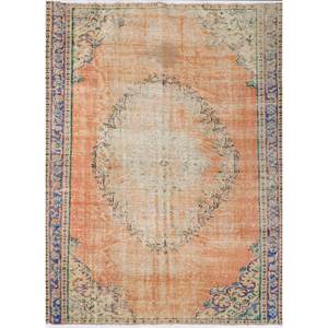 Alfombra Vintage de Lana 9x12, Roja y Naranja, Tejida a Mano con Patrón de Medallón, para Sala de Estar o Pasillo, Rectangular - Product Image 1