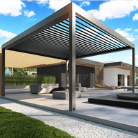 Pérgola de Aluminio Bioclimática Motorizada con Luces LED, Impermeable, de Lujo para Exteriores, con Toldo Personalizable y Fácil de Montar