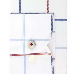 Camicia da uomo slim-fit Tommy Hilfiger in popeline rosso 100% cotone antipiega casual ODM taglie 34-35 - Product Image 2