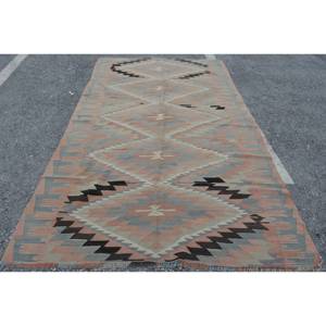 พรมขนแกะสไตล์ตุรกีวินเทจ5.5ft x 9.5ft สีเบจผ้าทอสี่เหลี่ยมผืนผ้าแบนลายปะต่อเป็นมิตรกับสิ่งแวดล้อม - Product Image 1