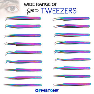 Pinzas Profesionales para Pestañas de Acero Inoxidable Duradero para Diestros con Punta Redondeada de 7 cm, Herramienta de Belleza para Cejas - Product Image 1