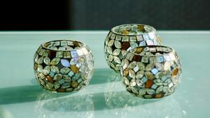 Candélabre en argent avec 5 bougeoirs à mosaïque pour la décoration de table de mariage, vente chaude, artisanat en métal, candélabre fait à la main - Product Image 5