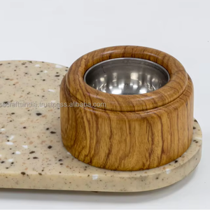 Quemador de incienso de bandeja de resina de lujo con aspecto de mármol y base de madera | Estilo árabe Bakhoor Mabkhara Metal Madkhan para decoración del hogar - Product Image 1