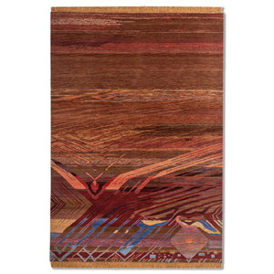 Tapis Manchaha bleu noué à la main en laine et soie de bambou, grand format, style classique, motif abstrait pour la maison, le salon, le couloir - Les-2799 - Product Image 1