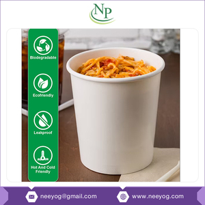 Récipients ou boîtes en papier de forme ronde de couleur blanche écologique de 500ml pour les emballages alimentaires chauds et froids - Product Image 6