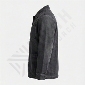 Conjunto de Jeans de Dos Piezas Personalizado, Chaqueta de Mezclilla Gruesa Azul Lavada con Logotipo Bordado para Hombre, Estilo Urbano Moderno - Product Image 3