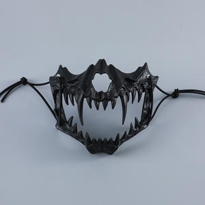 قناع نصف وجه بهيكل عظمي مخصص من HLC هالوين مدينة كوس شيطان قناع حيوان الذئب التنين النمر تأثيري زي شبح الدعائم قناع الحزب - Product Image 5