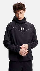 Streetwear en nylon de grande taille pour l'hiver OEM Ensemble de jogging à capuche 2 pièces Élégant Noir LOGO personnalisé Imperméable unisexe - Product Image 5